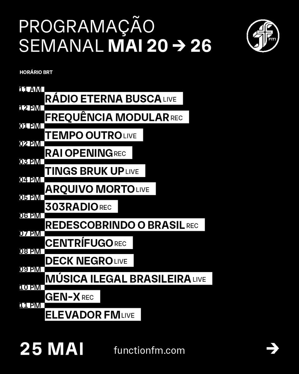 FunctionFm's tweet photo. Segunda-feira (25.05) https://t.co/BkeW9lxpZ5