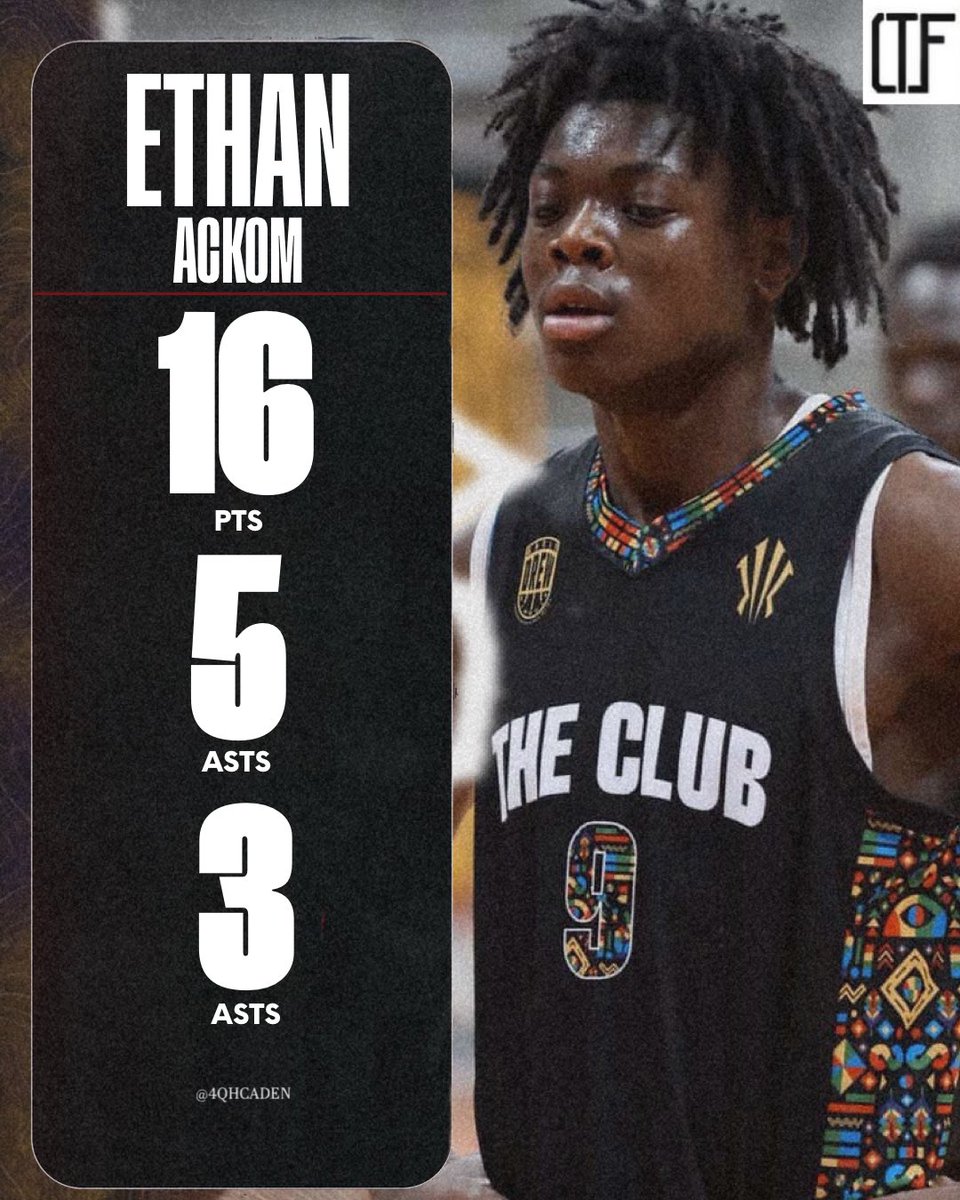 4qhcaden's tweet photo. The Club Ethan Ackom
(@ackom_ethan): 16 PTS, 5 REB, 3 AST  
@TheClub @inandoutelite https://t.co/cZr5pN882P
