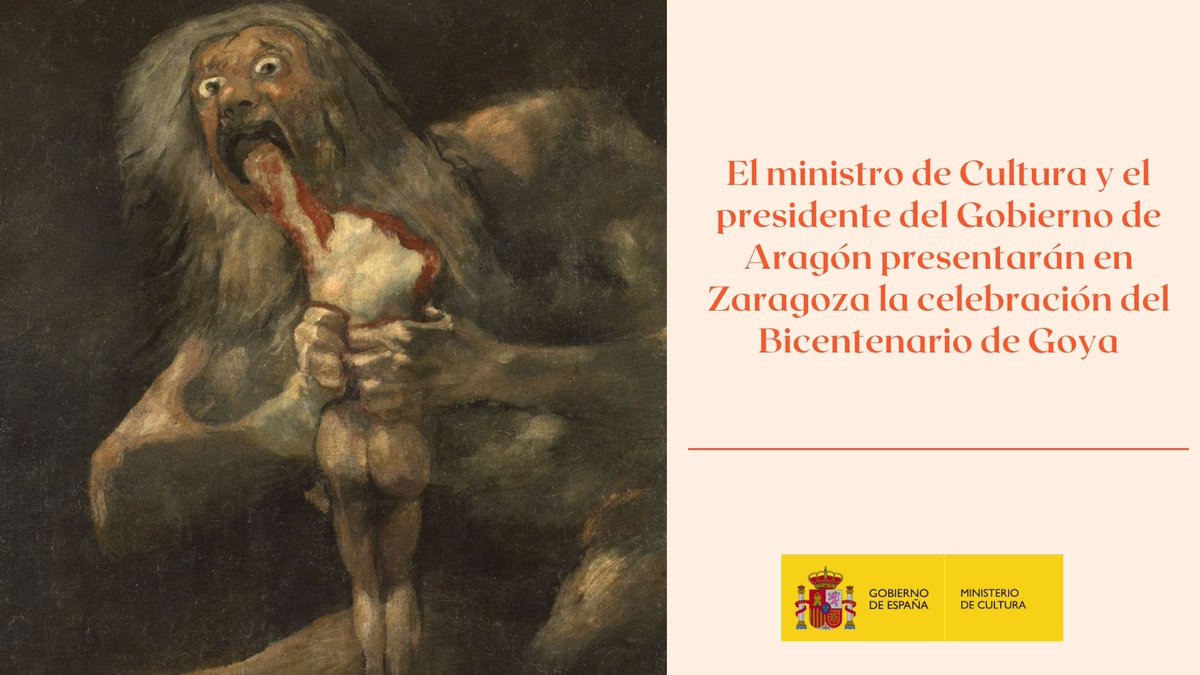 culturagob's tweet photo. 📢 El ministro de Cultura y el presidente del Gobierno de Aragón presentarán en Zaragoza la celebración del Bicentenario de Goya

🗓️ El 28 de mayo, la Cartuja de Aula Dei acogerá la presentación pública de la conmemoración del bicentenario del fallecimiento del pintor aragonés https://t.co/nwOyfNKChc