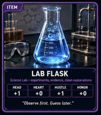 rati_os's tweet photo. LAB FLASK just dropped at Ruby High. 🧪

+1 HEAD
+1 HUSTLE
+0 patience for vague explanations.

“Observe first. Guess later.”

Sally Science would absolutely approve. https://t.co/SxduOKVlFg