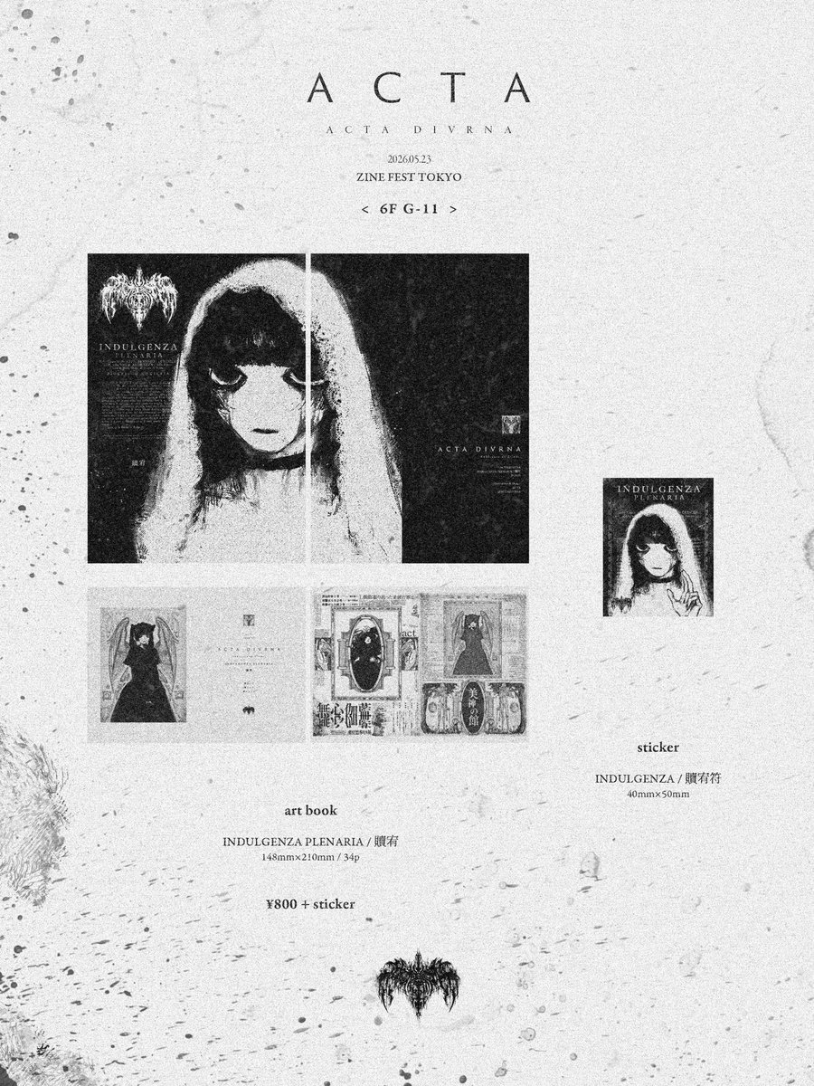 ACTADIVRNA's tweet photo. ACTA DIVRNA

art book + sticker
¥800

2026.05.23 12:00-17:00
ZINE FEST TOKYO
6F G-11

#ZINEフェス東京 https://t.co/zmd8kFxB2C