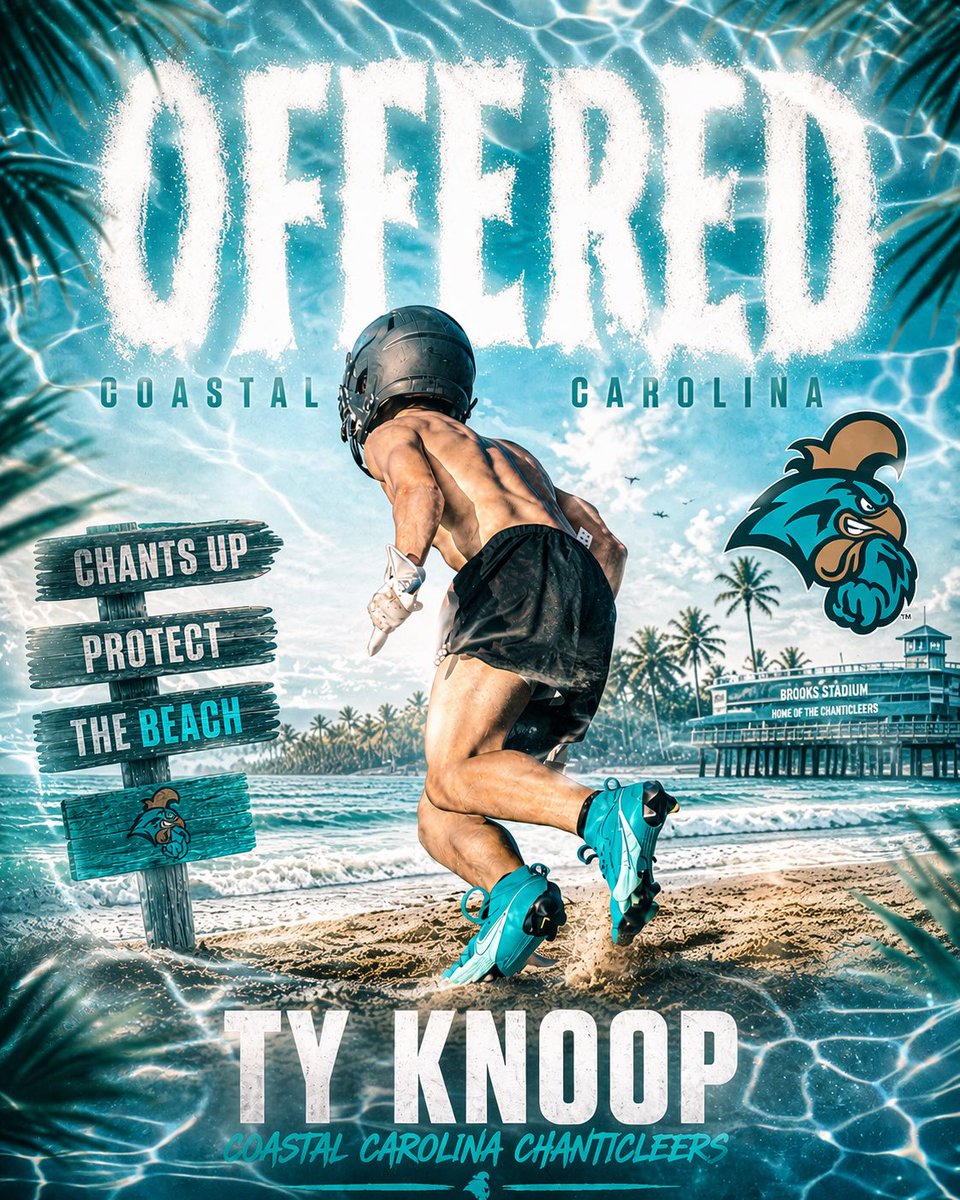 TyKnoop's tweet photo. God bless the Coastal Carolina coaching staff, big thanks for the offer! Ready to work🌊 https://t.co/TA2q97zni4