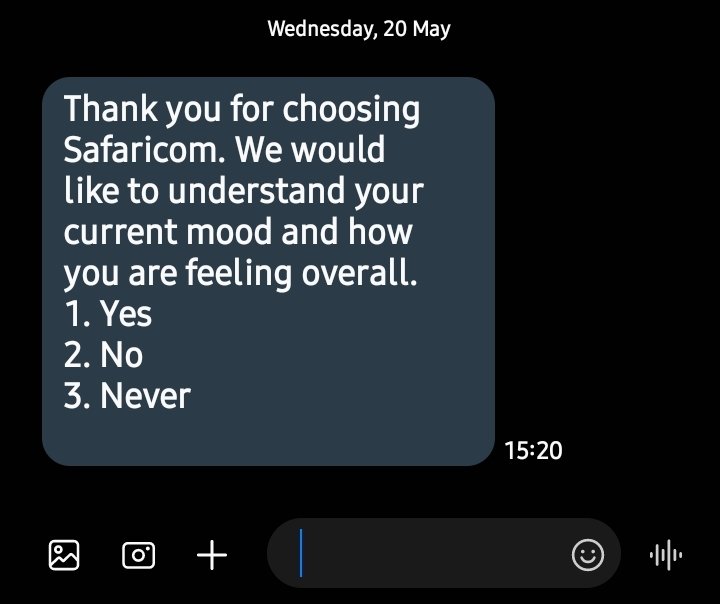 SindaniSango's tweet photo. @Safaricom_Care, do somesing to lighten my mood. I have been seeing grey the whole sunny day. 

But also, deep in Magodoroni village, I heard some old geezer musing that, "Kiroboto akukunaye wayo, anania ya kukuuma."  Sasa hata sijui.🙂🙂🙂 https://t.co/pOQQmBQtWf