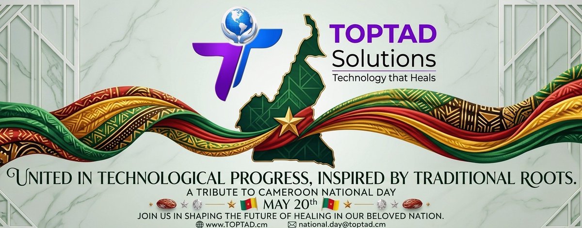 toptadsolutions's tweet photo. Today, Cameroon celebrates 52 years 🎉.

At Toptad, we believe technology should be a tool to heal, uplift, and empower nations. 

That’s why we design, develop, and deploy solutions  empower individuals and communities https://t.co/z89n5pNnad
