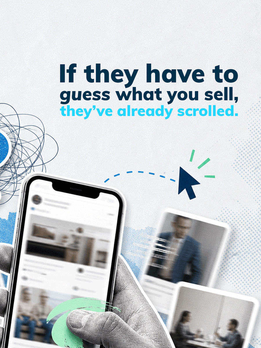 NexLaunch's tweet photo. Stop blaming the algorithm. 👀
 
 If they have to guess what you sell, they've already scrolled.
 
 Clarity > more content.
 
 💬 Pitch your business in one sentence. Go. 👇
 
 #BrandClarity #NexLaunch #MarketingStrategy #DigitalMarketing #BrandGrowth https://t.co/gb9j4RgXK9