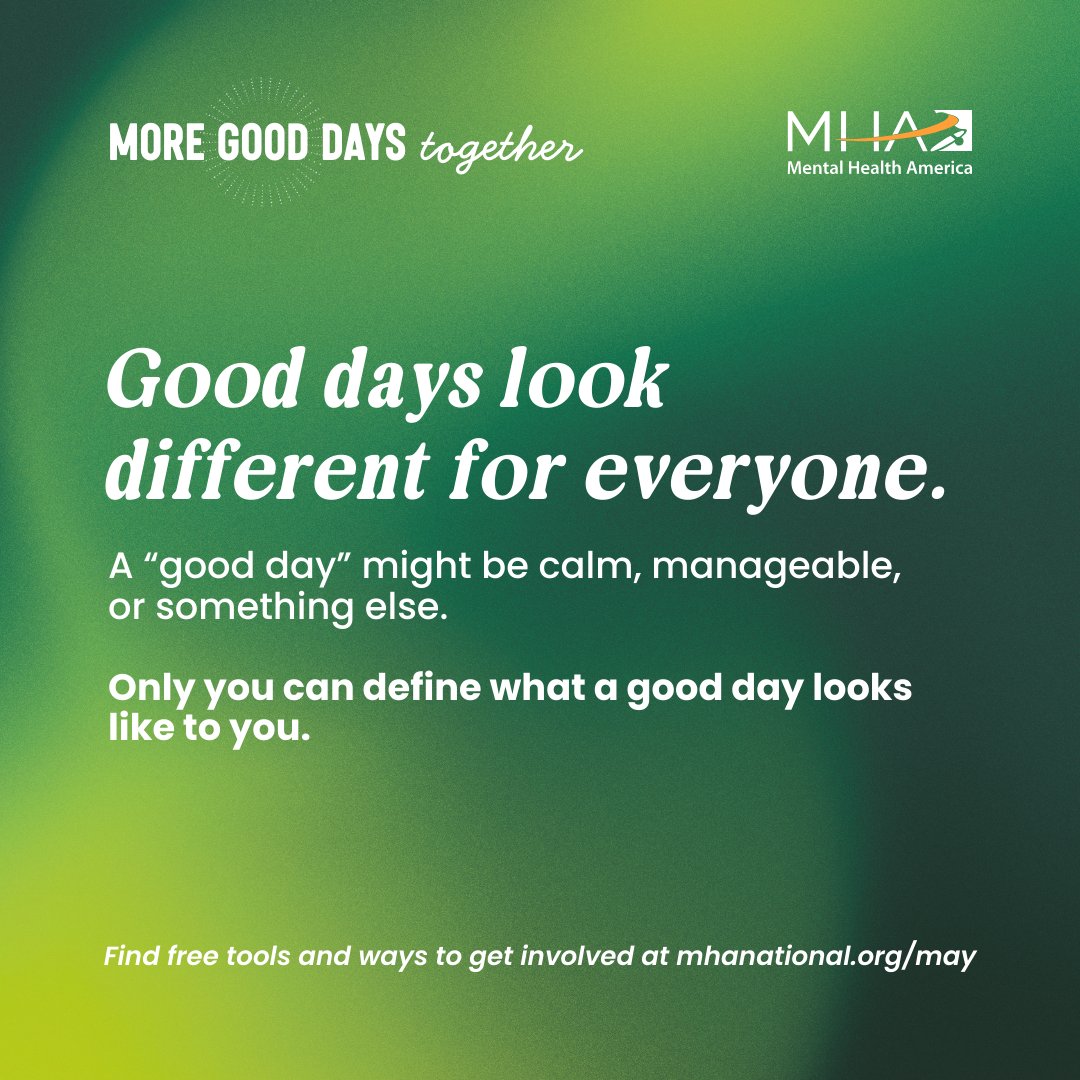 NeurelisInc's tweet photo. May is #MentalHealthMonth. We can help people have #MoreGoodDaysTogether by meeting them where they are, supporting them as whole people, and understanding that “good” is subjective. Discover more at @MentalHealthAmerica https://t.co/u96X0jUEiC #MHM2026 https://t.co/I05I1M8SGp