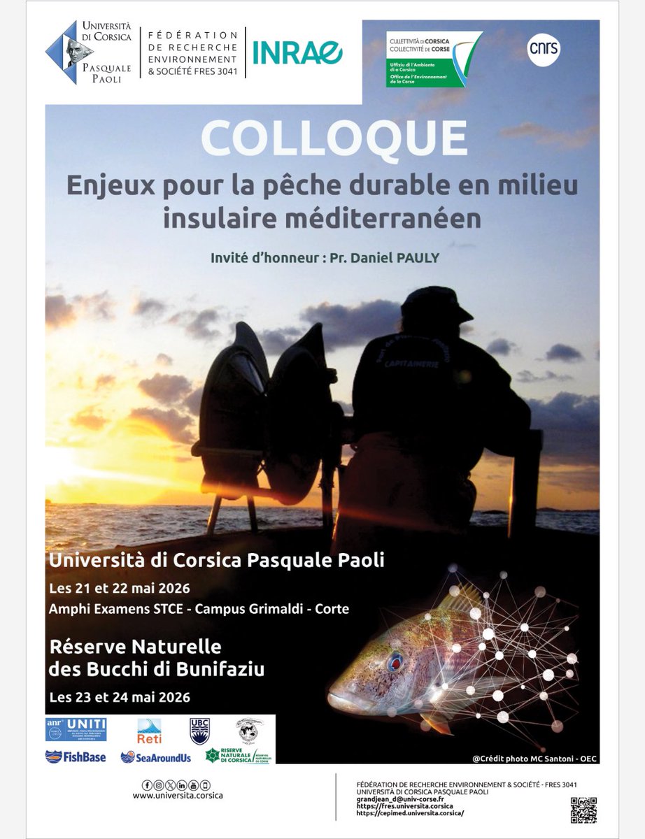 univFRES's tweet photo. #Recherche #colloque intitulé « Enjeux pour la pêche durable en milieu insulaire méditerranéen » s'inscrit dans le projet de recherche TAATI hébergé par la FRES. Colloque co-organisé avec l’Office de l'Environnement. Ouvert à tous. Campus Grimaldi 👉infos https://t.co/Yulyc67DMS https://t.co/sSK7keKIHZ