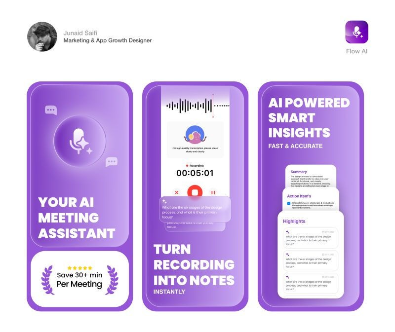 Saifijunaiid's tweet photo. Good apps get downloads.
Great ASO gets attention first. 👀
Here’s a screenshot system I designed for an AI productivity app.
#MobileDesign #AppStoreOptimization #UIUX #Saifijunaiid https://t.co/zEL5kFwT7K