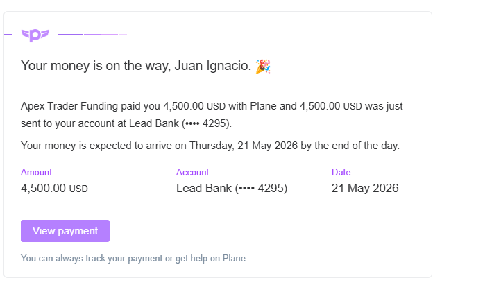 tij_trader's tweet photo. @skelton_apex @ApexTradeFund 
Sin violar reglas 
Respetando tiempos de pago
Todos los checks verdes para solicitar Payout
Pago en 6 días habiles (en FAQ dicen entre 5-11días)

Pago recibido, Gracias! https://t.co/PzhxzhzO63