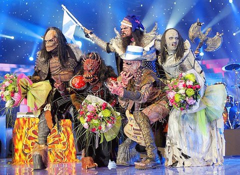 InEurovision's tweet photo. On this day in 2006 the 51st contest took place from the Olympic Hall in Athens 🇬🇷presented by Maria Menounos &amp; Sakis Rouvas 
24 countries made the final from the 37 entered with Finland 🇫🇮 claiming their 1st title with “Hard Rock Hallelujah”performed by Lordi
#Eurovison #Athens https://t.co/Ocb0l7JOX7