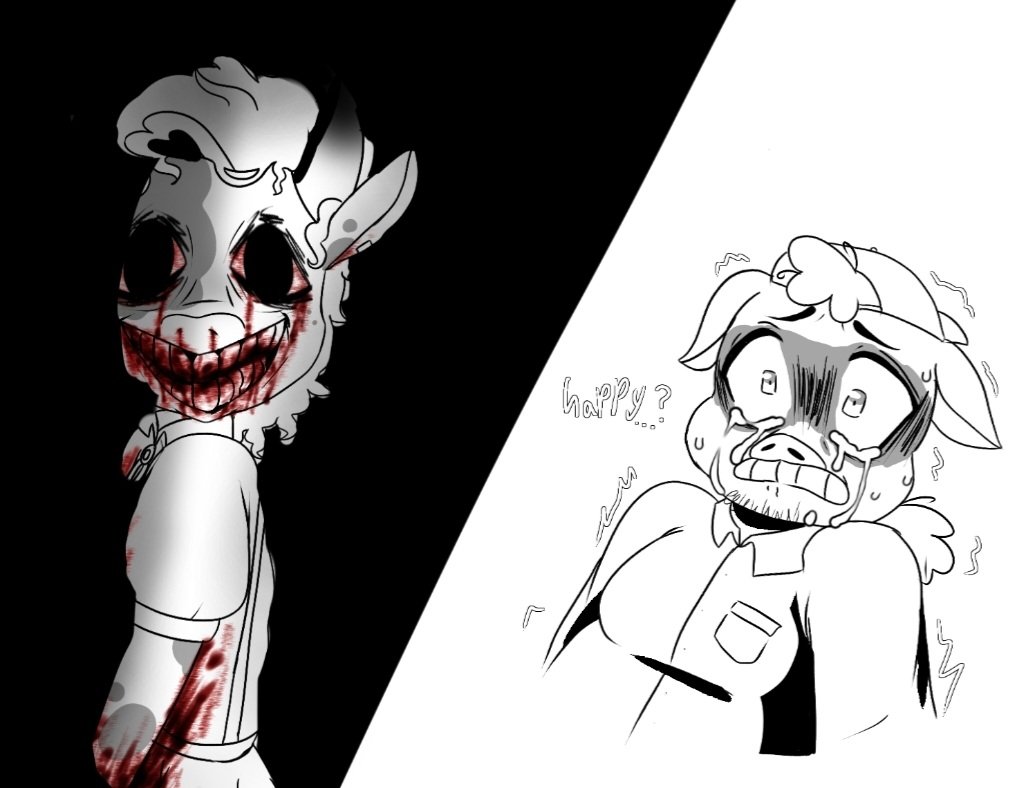 JA22y_Ch4n's tweet photo. ⚠️CW!! BLOOD/GORE! HORROR FACE!
.
.
.
.
.
"UH OH! You made a horrible mistake!"
Decided to start trying my hand at Ibis Paint with one of more recent fixations lately!! Tell me what y'all think of it!! ^-^!!
#HappysHumbleBurgerFarm #AU #ScytheDevTeam https://t.co/1je88I254s