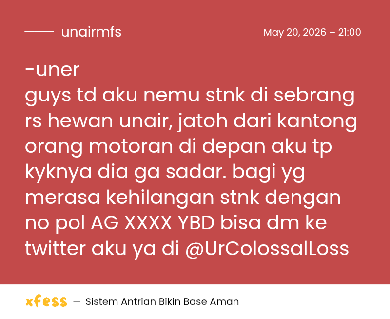 unairmfs's tweet photo. -uner 
tags: stnk jatoh jatuh hilang surabaya sby
no pol AG XXXX YBD
bisa dm ke twitter aku yaa https://t.co/SHCFpw7bHU