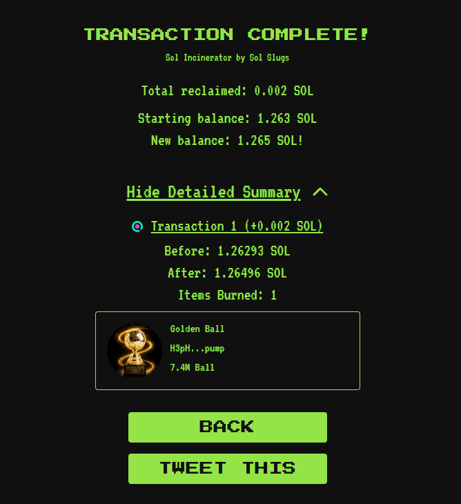 GoldenBallonPF's tweet photo. First buy back and burn done. $Ball https://t.co/WVCVBkimNN