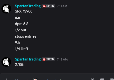 SPX well timed, 7390c 6.6->25 278% in 8 mins Trade 0dte? Come Join