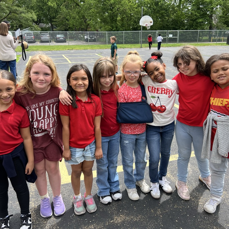 PHillPanthers's tweet photo. We declared yesterday Ms. Kitty/Mrs. Joos day!! We wore her favorite color red, highlighted her on Jr High announcements, and 2nd grade gave her some good Retirement advice with chalk art!!! We ❤️ you Ms. Kitty!!!🐾 https://t.co/01haEGTUA0
