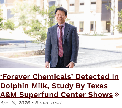 tamusuperfund's tweet photo. @tamusuperfund Dr. Weihsueh Chiu and @BakerLabMS  Dr. Erin Baker teamed up on #NIEHS_SRP research showing Early Life Exposure Matters. #PFAS #Dolphinmilk @tamutox @TiCER_aggies @tamuvetmed   https://t.co/KHsRKamPOC https://t.co/wuenV1hcQ9