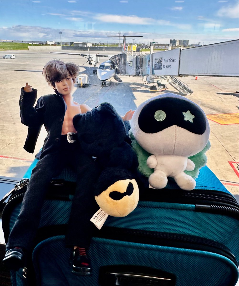 BTSypher7's tweet photo. My flight crew! Basically the little buddies #minimin picked up at each tour stop! Guess where we are going!? https://t.co/4gIhLhZSbQ