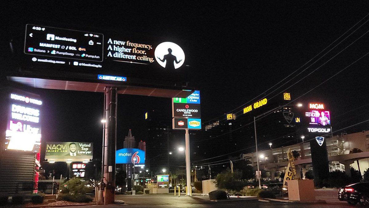 ManifestingXs's tweet photo. Manifested directly from the timeline 

$MANIFEST billboard is live in Las Vegas https://t.co/7RHDEq9hlZ