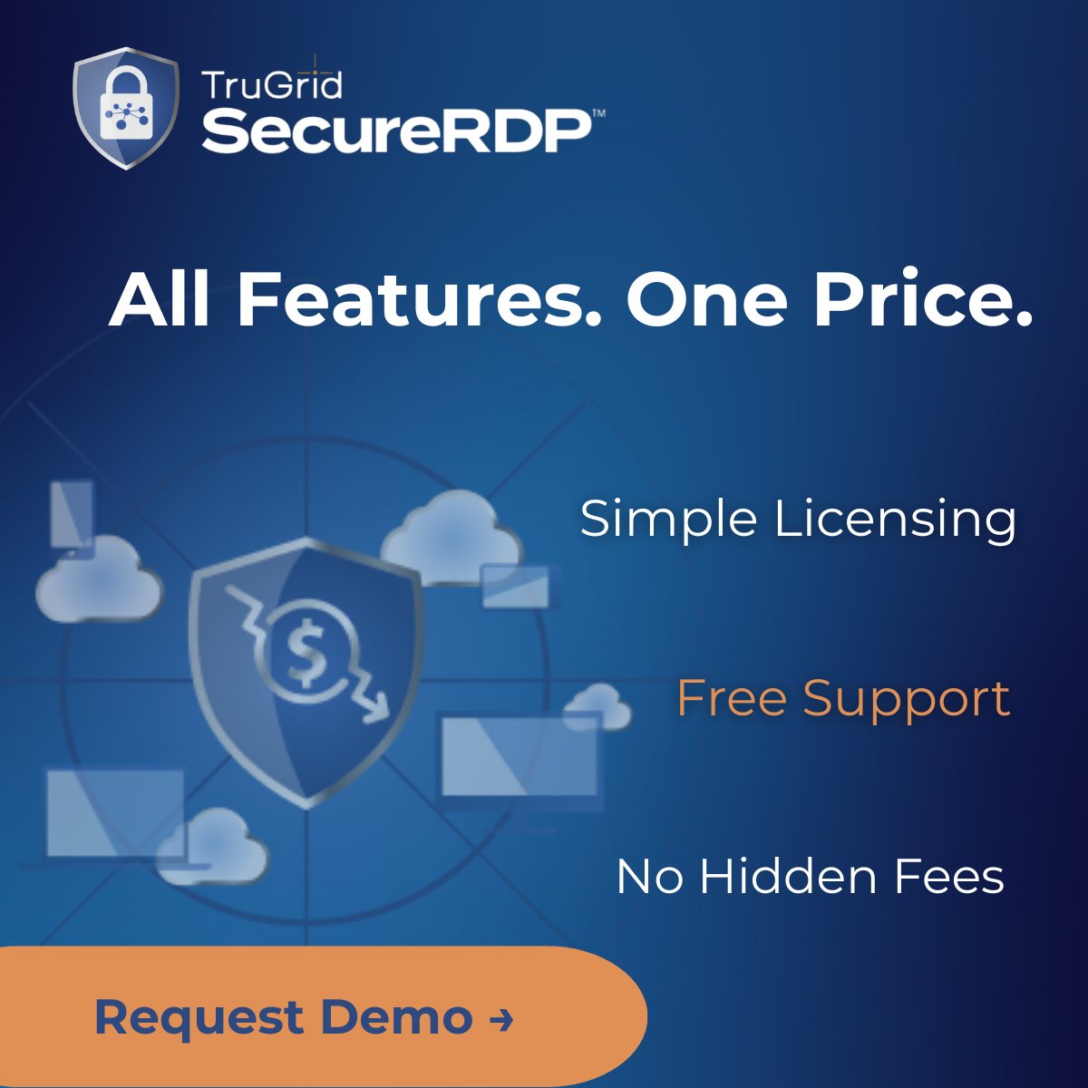 TruGridApp's tweet photo. Most remote access vendors charge extra for MFA, support, and advanced features. TruGrid SecureRDP ships with Default MFA, implementation, and support included — one price, no add-ons, no line-item surprises.
https://t.co/ouKwOBaoQB https://t.co/i1uQtJ9odH