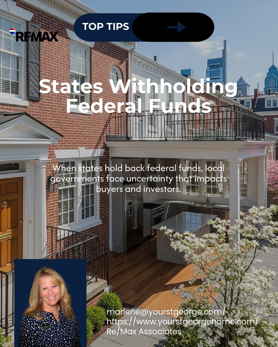 RitzmanTeam's tweet photo. When states withhold federal funds from local governments, it creates uncertainty that makes buyers and investors pause. 🏡 How do you think trust in the market can be restored? https://t.co/1OzE5SfpIu