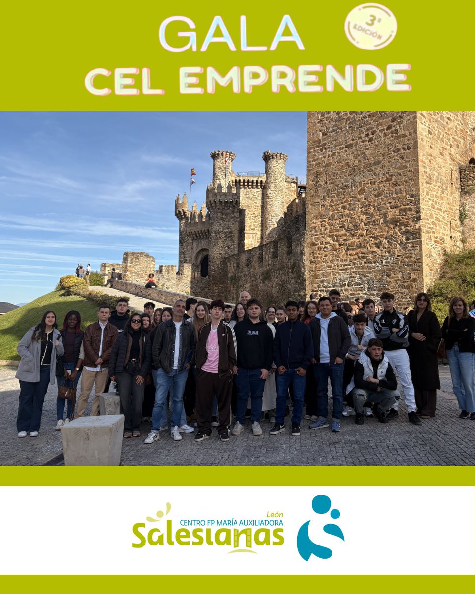 cma_leon's tweet photo. 🏰 𝗜𝗜𝗜 𝗚𝗮𝗹𝗮 𝗖𝗘𝗟 𝗘𝗺𝗽𝗿𝗲𝗻𝗱𝗲 𝗲𝗻 𝗣𝗼𝗻𝗳𝗲𝗿𝗿𝗮𝗱𝗮 🚀
El Castillo de los Templarios acoge la 𝗜𝗜𝗜 𝗚𝗮𝗹𝗮 𝗖𝗘𝗟 𝗘𝗺𝗽𝗿𝗲𝗻𝗱𝗲 para premiar las mejores ideas de emprendimiento de FP
#Confía @SalesianasEs https://t.co/wk1RfuIH6F