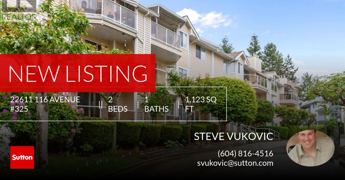 SteveVukovic's tweet photo. 📍 New Listing 📍 Take a look at this fantastic new property that just hit the market located at 22611 116 Avenue #325 in Maple Ridge. Reach out here or at (604) 816-4516 for more information https://t.co/e38AaONmkc https://t.co/2Db4xqVoV9