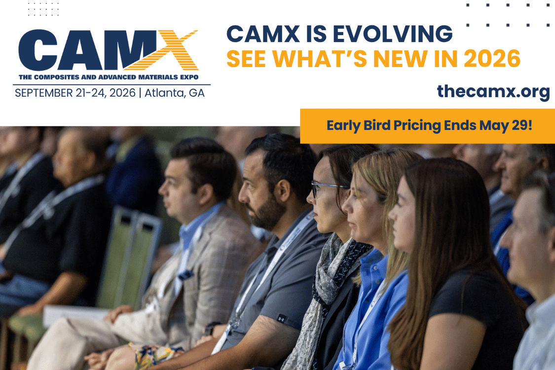 the_CAMX's tweet photo. CAMX 2026 is evolving with simpler registration, more flexible learning options, featured sessions on the show floor, and the lowest-priced Full Conference Pass ever.
Register by May 29 to lock in early bird rates. >> https://t.co/PJzlFqKWOT https://t.co/za37wpP1Yd