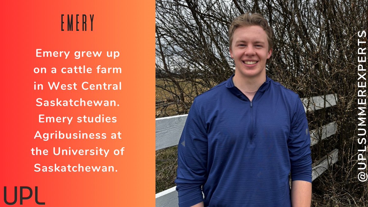 UPLSummerExpert's tweet photo. We Welcome Emery to the @UPLCanada team! ☀️

Emery is currently studying Agribusiness at University of Saskatchewan @usask 

“During my free time I enjoy golfing and spending time with my friends. I am excited to work with UPL and hope to see you out in the field!” – Emery ⛳️ https://t.co/WurNFnVt92