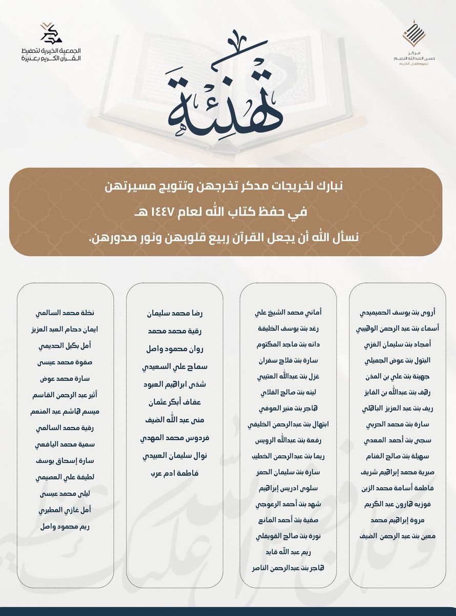 مركز حسن النعيم لعلوم القرآن الكريم tweet media
