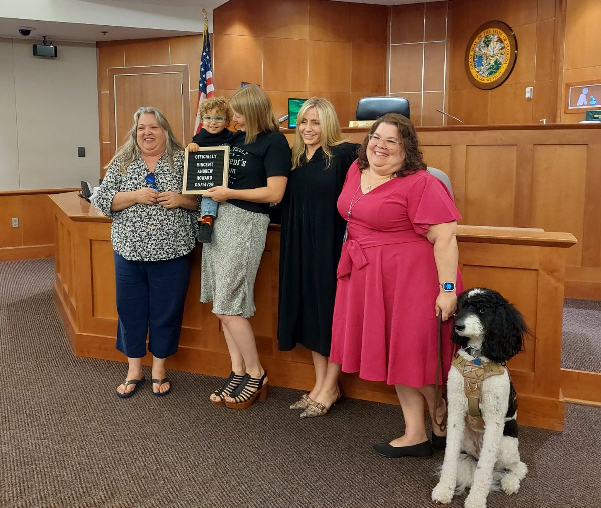 circuit5's tweet photo. Congratulations to the new family. 🎉
The Howard Family finalized their adoption this month in Citrus County.
The Honorable Kristie M. Healis presided over the ceremony.
#Circuit5 https://t.co/jZSwqz2HuT