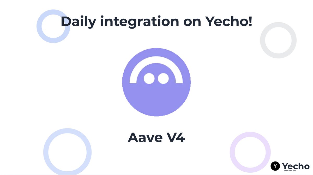 YechoApp's tweet photo. 🚀Daily integration on Yecho!

Aave V4(@aave) markets are now supported on Yecho.

Income tracking starts today you can now monitor what your positions generate in real time.

Start monitoring your daily incomes today 👉https://t.co/yRX0viMl2L https://t.co/cCzKPNJ8rs
