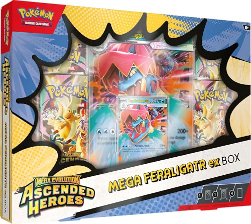 Amazon [Big Bad Toy Store] [$64.89]: Pokmon TCG: Mega EvolutionAscended  Heroes Mega Feraligatr ex Box (1 Foil Promo Card, 1 Oversize Lenticular Card  & 4 Booster Packs)  https://t.co/qQ2g4EclKw #pokemonTCG  10:48 #ad