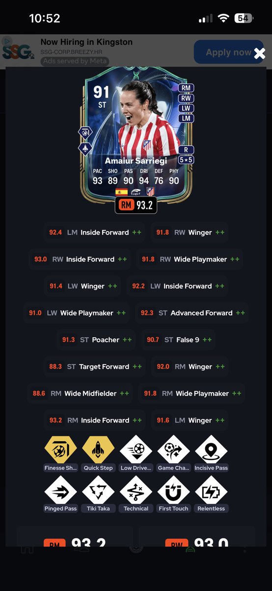 TJlXxQuinxs's tweet photo. @ultimatefifa Fairs, doing the same. Should be getting rapid+ as her 3rd playstyle tonight and a shootibg boost https://t.co/1AgIknelfQ