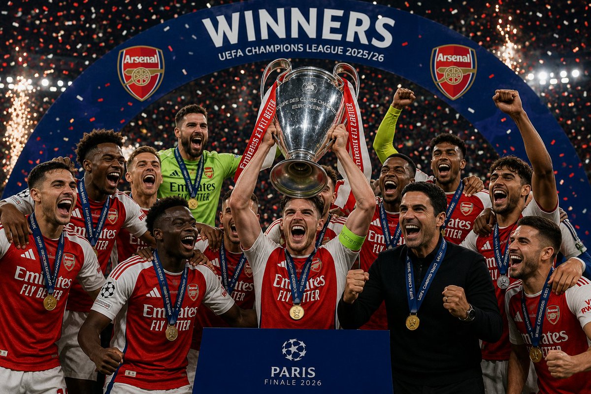 Promado_1's tweet photo. Arsenal was in the script… and it happened.
Portugal World Cup + Arsenal UCL next? 👀🔥
#scriptedworld. https://t.co/sM881sfi2r