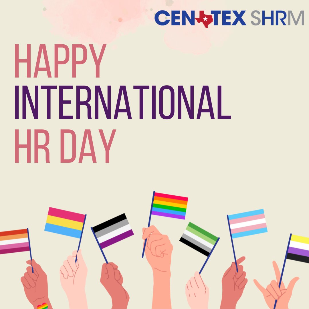 CentexShrm's tweet photo. HAPPY INTERNATIONAL HR DAY!
Paying tribute to every unofficial lawyer, psychologist, event planner, teacher, peace maker, career planner and detective! Thank you for ALL you do!
#InternationalHRDay #centexshrm #hr #HumanResources https://t.co/DeMsr9UNu5
