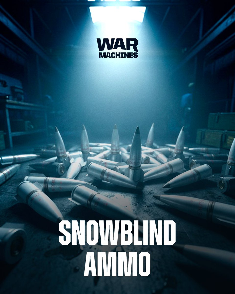 PlayWarMachines's tweet photo. Suppress the enemy. Strike from a distance.

The Snowblind ammo is now available in the armory. Delivering high base damage, front penetration, a rapid fire rate, and long-range lethality, this is your ultimate aggressive tool. https://t.co/fG0zDwB882