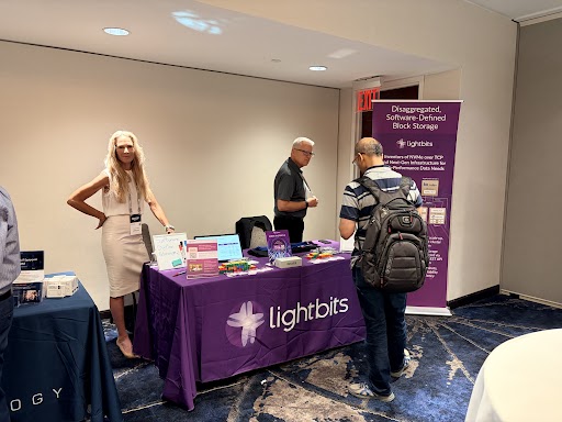 LightbitsLabs's tweet photo. At the STAC Summit in NYC today? Stop by and see a live demo of our cutting-edge, software-defined storage for high-performance workloads. 
Don’t miss your chance to connect with our team on site!
 #STACSummit #SoftwareDefinedStorage #Lightbits https://t.co/xoqqCMC0s5