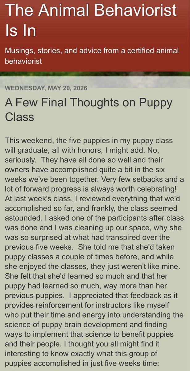 K9Freud's tweet photo. This Saturday will be our last puppy class!  Six weeks flew by and here are my final thoughts on this round of classes for anyone else out there raising puppies too ❤🐾

https://t.co/pCrCyo0Z8k https://t.co/uHlRyzBZHd