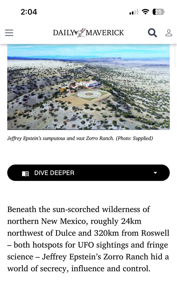 MissLeeFoster's tweet photo. Finding out Jeffrey Epstein’s Zorro Ranch is just 24kms from the secret underground military base in Dulce, New Mexico sure gives new light to his obsession with breeding programs.

Also gives new light to the suggestion that alien abduction and breeding programs are actually the government.