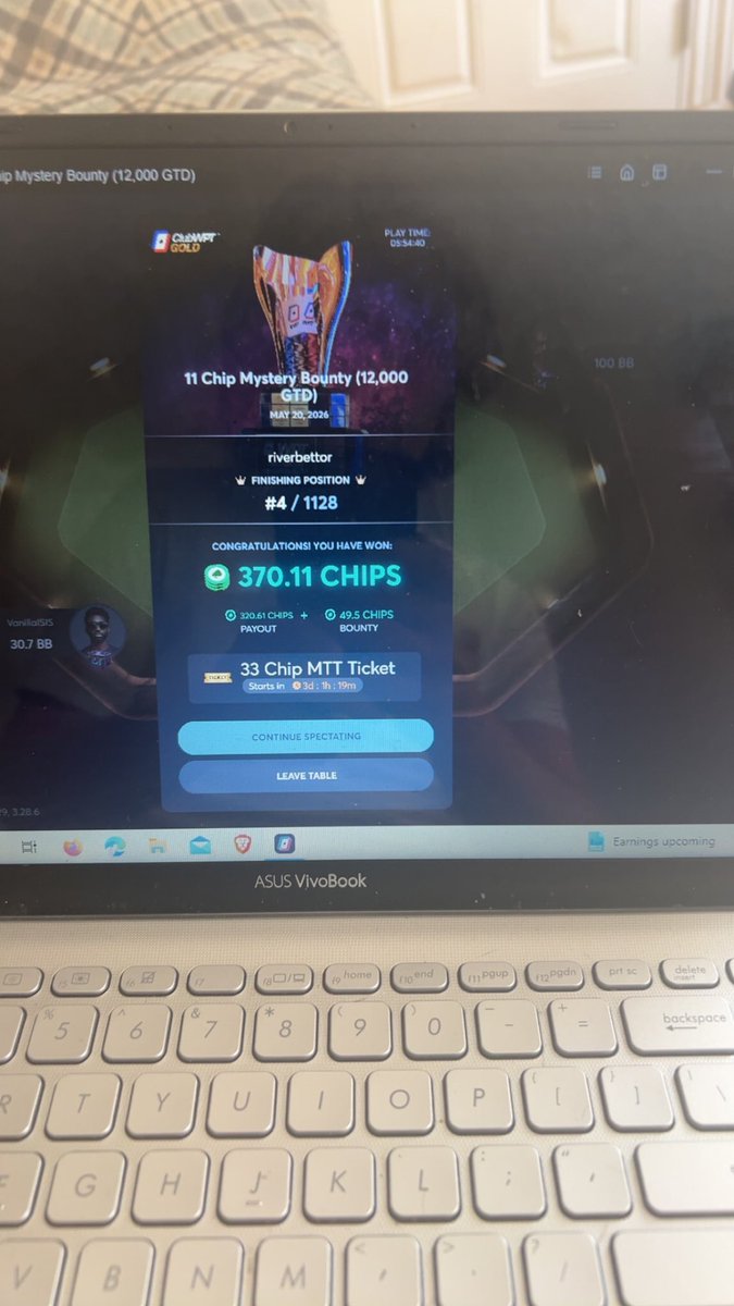 yrgdylan's tweet photo. Started this tournament at the beach and finished at home

AKs < A2o  vs the chip leader IM NOT EVEN MAD
@ClubWPTGold https://t.co/k66kC1iVhu