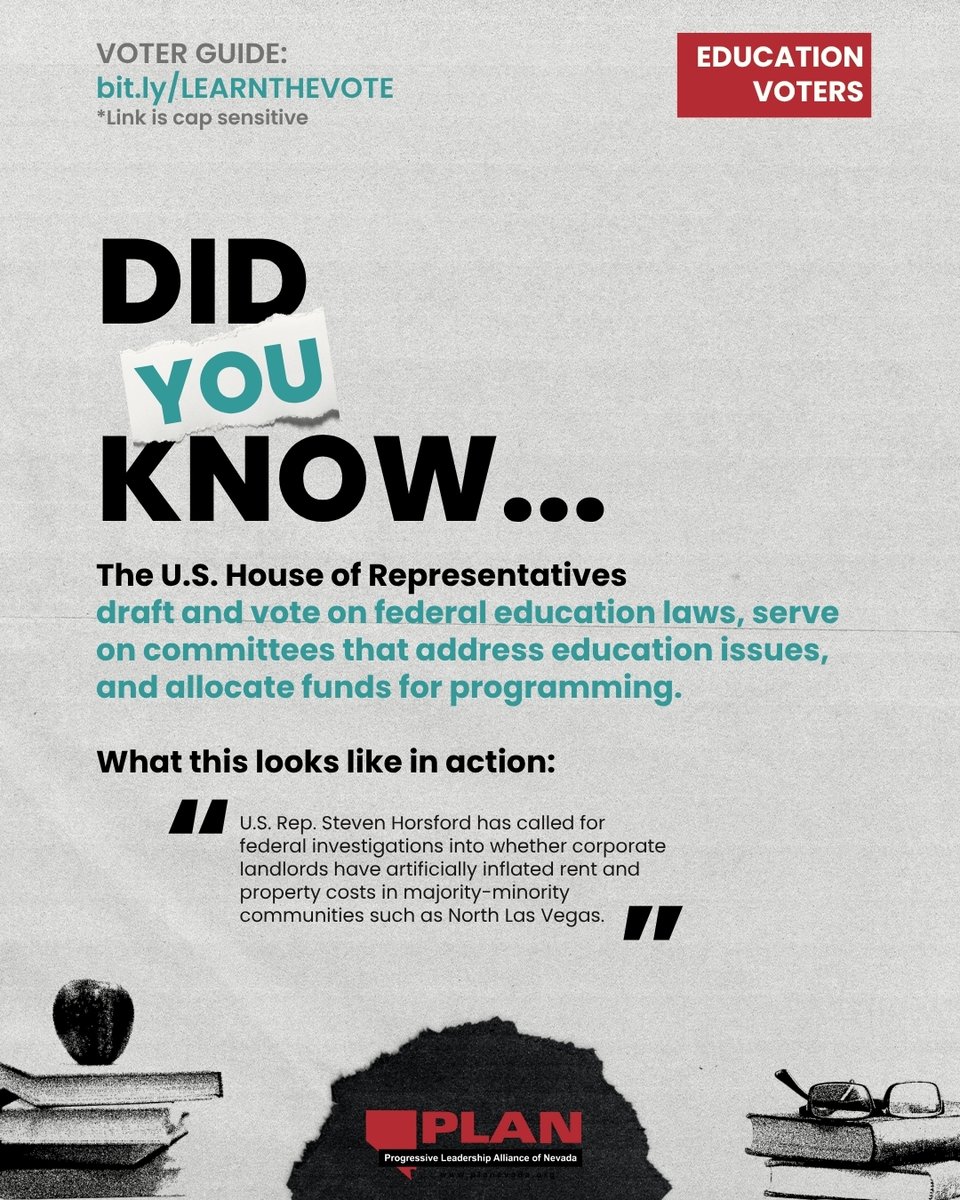 PLANevada's tweet photo. 🎓 Your vote affects education policy! The House of Representatives influences funding for K-12 schools and higher education, and oversees hearings on education issues.  #Vote #Nevada2026Elections #VoteWithPower 
https://t.co/4S8dKpoZ9w https://t.co/KegFav1cN2