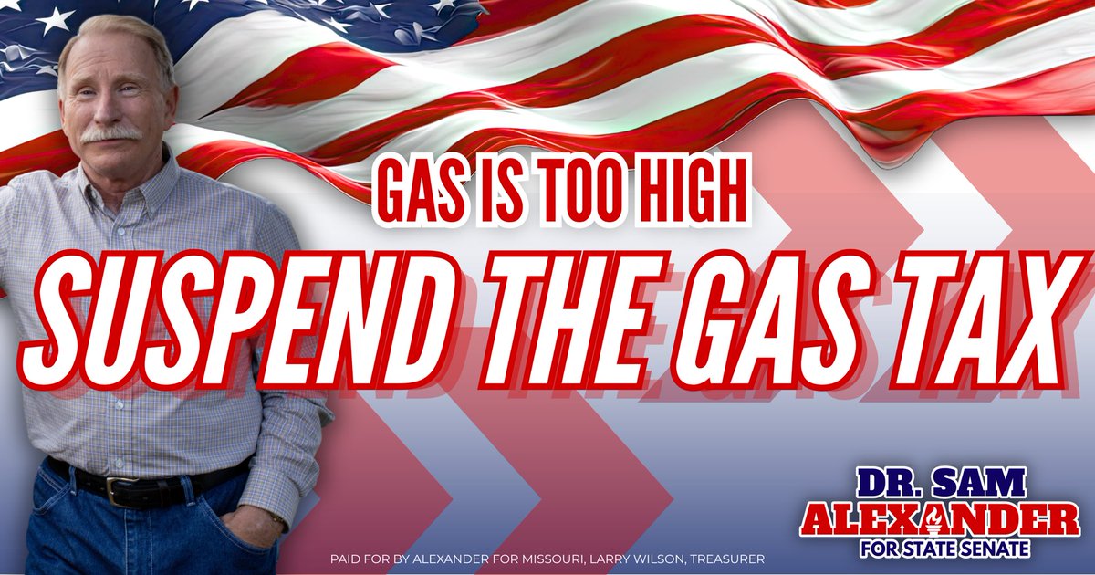 SamAlexanderMO's tweet photo. It’s time, Missouri. ⏰ 

Gas is too high. Life is unaffordable.

SUSPEND. THE. GAS. TAX. ⛽️ https://t.co/nJdmi8R0ct