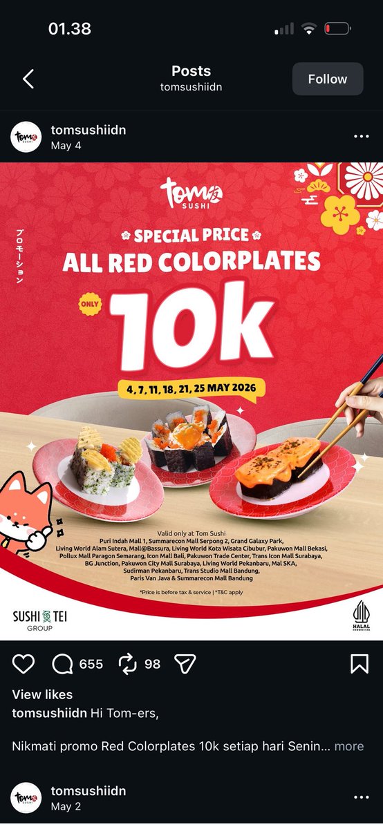 chizziecake's tweet photo. @avcdozpiw kalo ke tom bisa digabung sm promo yg red color plate gasi? https://t.co/vGdb0SqDX7