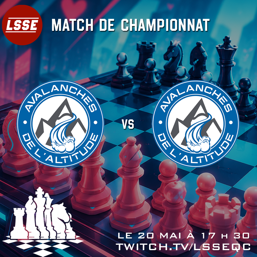LSSEqc's tweet photo. Nous savons déjà que l’école secondaire de l’altitude va remporter le championnat d’échecs cette année, mais lequel de leur 2 joueurs sera le grand champion? 
Découvrez-le avec nous sur notre chaîne Twitch dès 17 h 30. 
 
 #LSSEqc #FQSE https://t.co/rPczMkWRF2