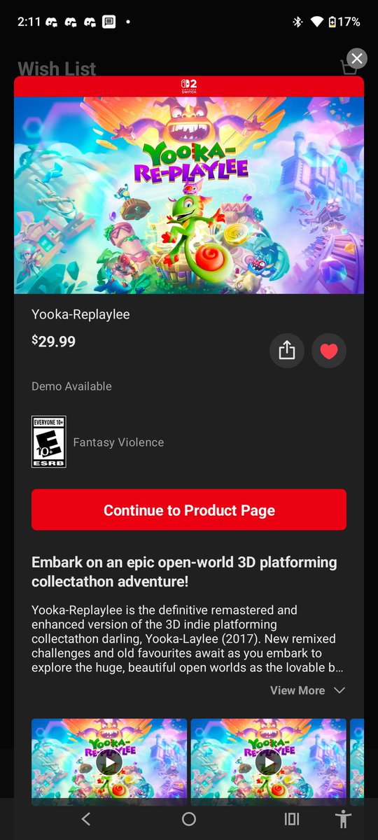 jonhlambert's tweet photo. @OrlandoVelez40 @PlaytonicGames @PMStudiosUSA It shows up on switch for me, but you have to go to the actual store page while logged in for it to show up. I don't know however if the discount is based on when you bought the first game (I bought the first game long before the remake came out) https://t.co/vnaHe64uey