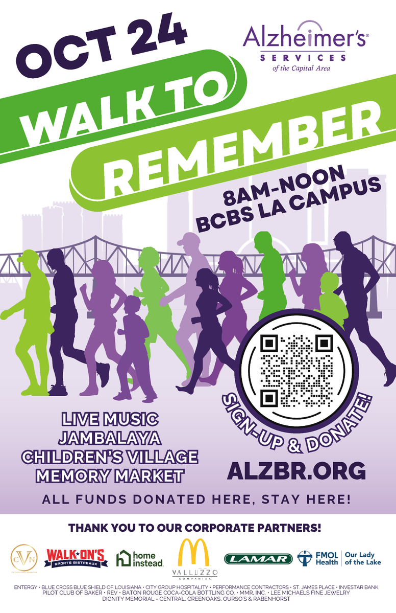 AlzServices's tweet photo. 🚶‍♀️💜Join us for the 2026 Walk to Remember💚🚶‍♂️
Mark your calendars for October 24 as we come together to support local families impacted by Alzheimer’s &amp; other memory-related impairments.
Register, donate, or learn more by scanning the QR code or visiting https://t.co/FmJNFs2d2L. https://t.co/SIBXGD91Ko