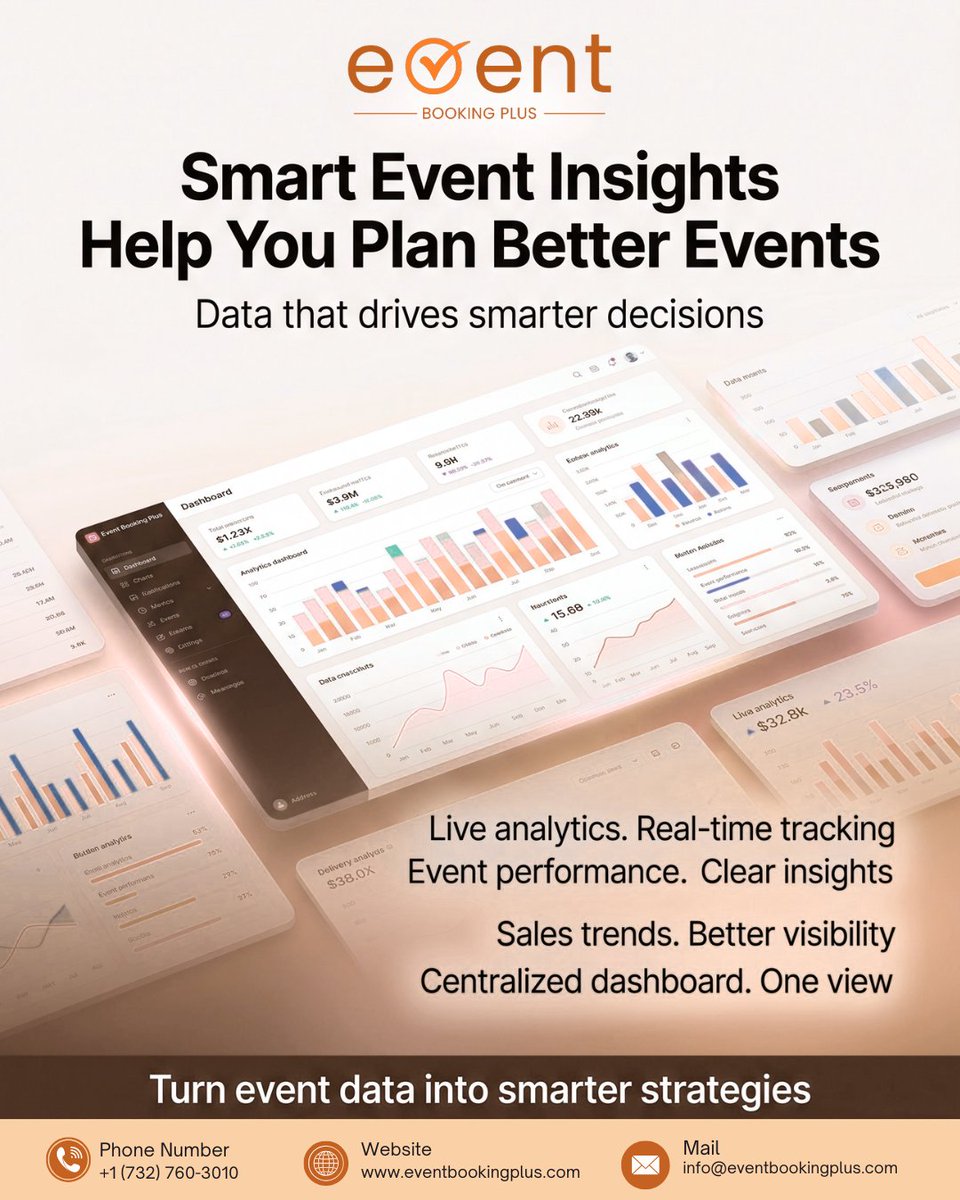 Eventbooki71771's tweet photo. Track registrations, attendance, bookings, and revenue in real time with smart event analytics and actionable insights powered by Event Booking Plus
๐ ๐๐ข๐ฌ๐ข๐ญ ๐ฎ๐ฌ: https://t.co/4zPSoWOUNY
#eventanalytics #eventinsights #eventreports #eventmanagement #eventsoftware https://t.co/kpDvlnqOvL