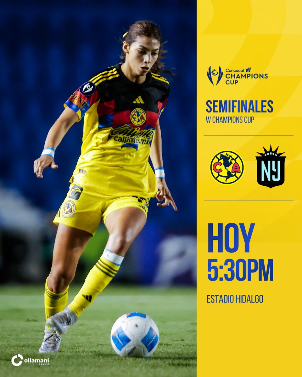 GrupoOllamani's tweet photo. ¡Por el pase a la Gran Final! 🦅🏆
@AmericaFemenil enfrenta al Gotham FC en la antesala por el título de la CONCACAF W Champions Cup. ¡Acompaña al equipo en esta batalla internacional! ⚽️🔥
📍 Estadio Hidalgo
🗓 20 de mayo
🕔 5:30 pm
#ClubAmérica #Ollamani https://t.co/1Yfhirn8xt
