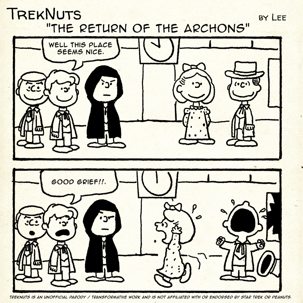 LeeDrawsStuff's tweet photo. Treknuts #101 TOS "The Return of the Archons"
Kirk hates computer controlled societies.
New to Treknuts? Start here: https://t.co/soicc2LlnE https://t.co/0WRHVodFUI