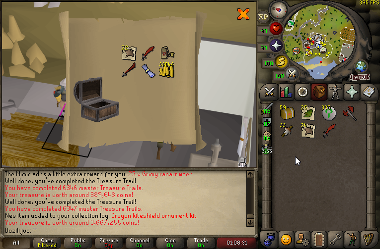 BazilijusOSRS's tweet photo. Managed to get the rarest master clue log item! (1/4225 caskets) https://t.co/6IqNgUhe8K